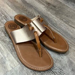 Woman’s SO rose gold/tan sandals